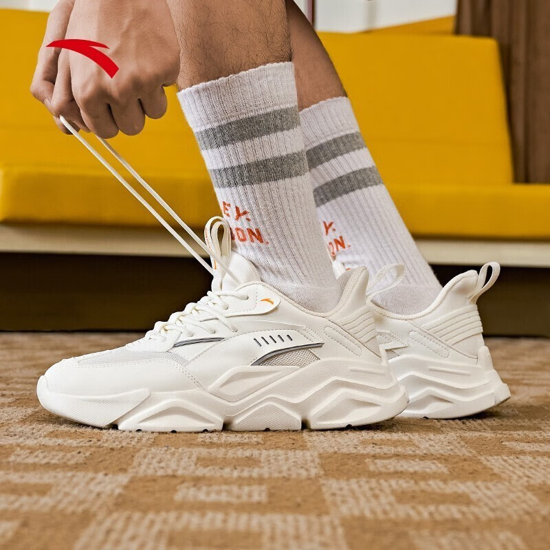 鞋男鞋子男士休闲鞋跑步鞋夏季保暖板鞋户外训练旅游鞋 象牙白3 42