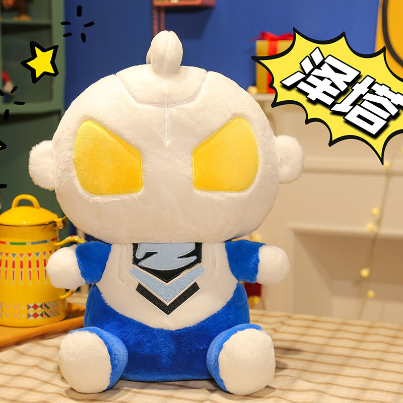 新款卡通q萌奥特曼毛绒玩具仿真奥特曼公仔陪睡玩偶男孩儿童礼物 泽塔