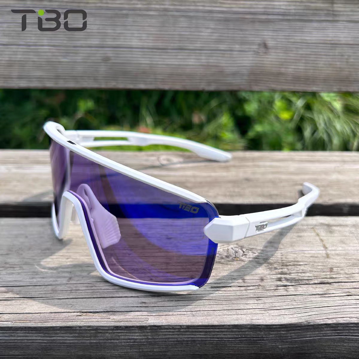 拓步拓步TIBO2024新款骑行眼镜一体镜片瘦脸镀膜防风防护运动护目镜 亚光白变色宝石蓝