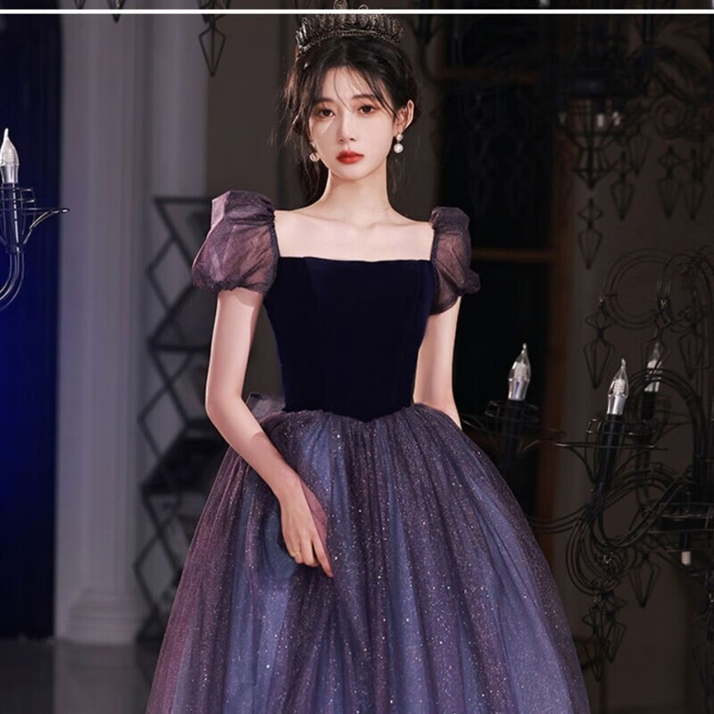 岡蹈禮服女宴會晚禮服高檔蓬蓬裙畢業(yè)晚禮服裙輕奢小眾高端仙氣生日18 紫色【優(yōu)質(zhì)款】 M