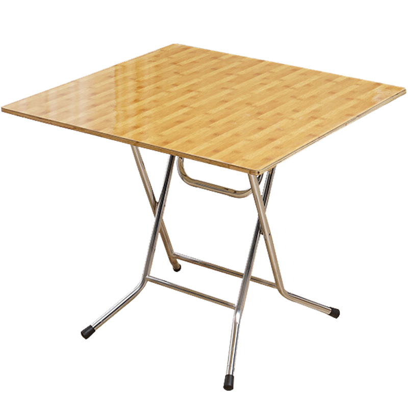 非洲鹰折叠饭桌家用小户型简易折叠桌吃饭桌子餐桌老式可折叠方形四方桌 90方桌白木纹+不锈钢腿