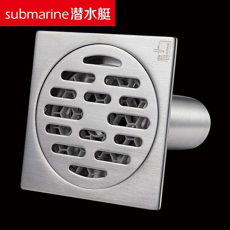 潜水艇(submarine)不锈钢u型深水封防臭地漏厨房卫生间阳台淋浴地漏gg
