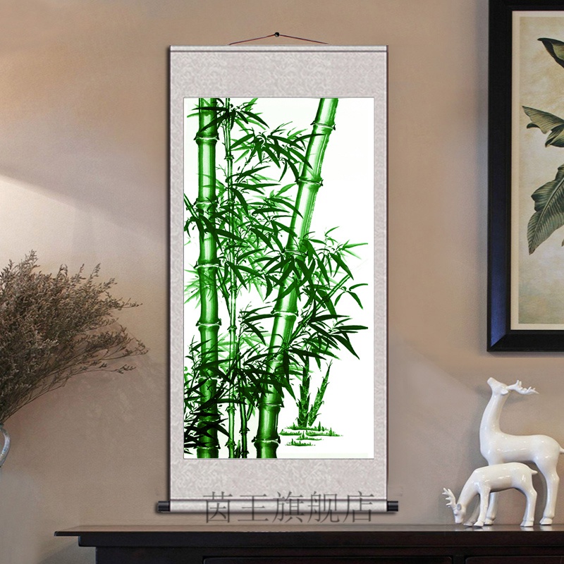 花语奇萌水墨画挂画 客厅山水画挂画大气郑板桥竹子装饰挂画新款酒店