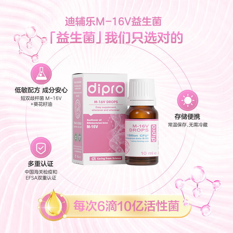 迪辅乐dipro M-16V益生菌m16v 儿童益生菌成人迪普乐益生菌 敏护配方 10ml*1瓶 M-16v【敏敏救星 京仓发】 10ml/瓶