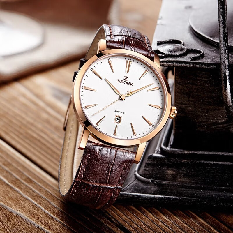依波表(ebohr)情侣手表双日历超薄防水简约石英男女士