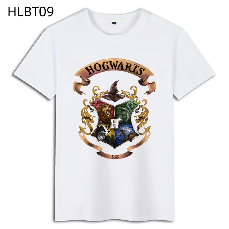 游戏哈利波特魔法觉醒霍格沃茨徽章短袖t恤宽松青 白色1 xs 150-160cm