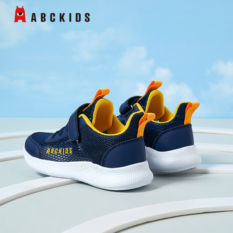 abc kids童鞋夏季新款透气大网眼男女童软底运动鞋魔术贴休闲鞋儿童
