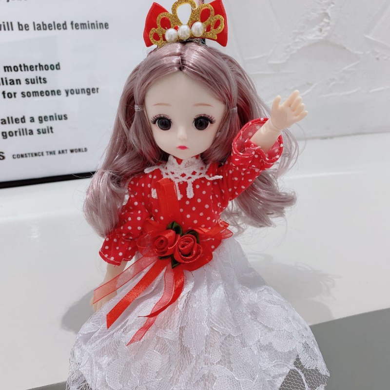 新款30厘米芭比娃娃小公主套装3d真眼22关节洋娃娃女孩过家家玩具 6号