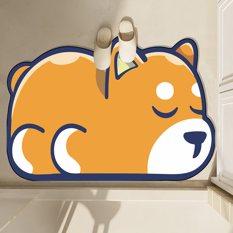 季象家用入户门洗手间吸水地垫浴室毯子卫生间防滑垫卫浴厕所门口脚垫 GZN-Y 慵懒柴犬 40x60 cm【吸水黑科技体验装】