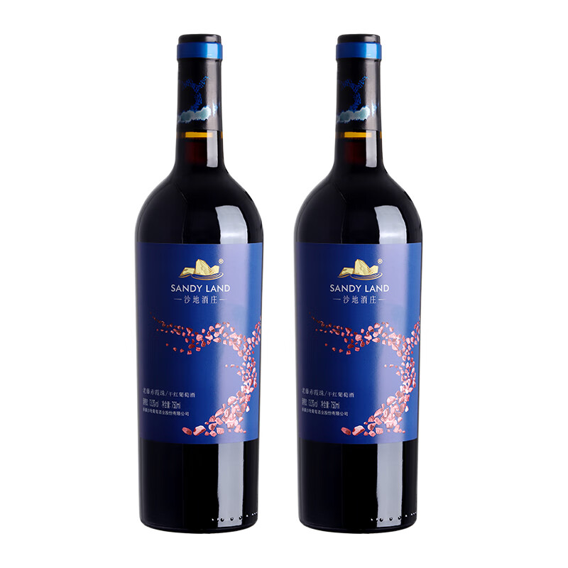 沙地酒庄老藤赤霞珠干红葡萄酒 新疆天山北麓国产红酒 13度 750ml*2瓶 双支装