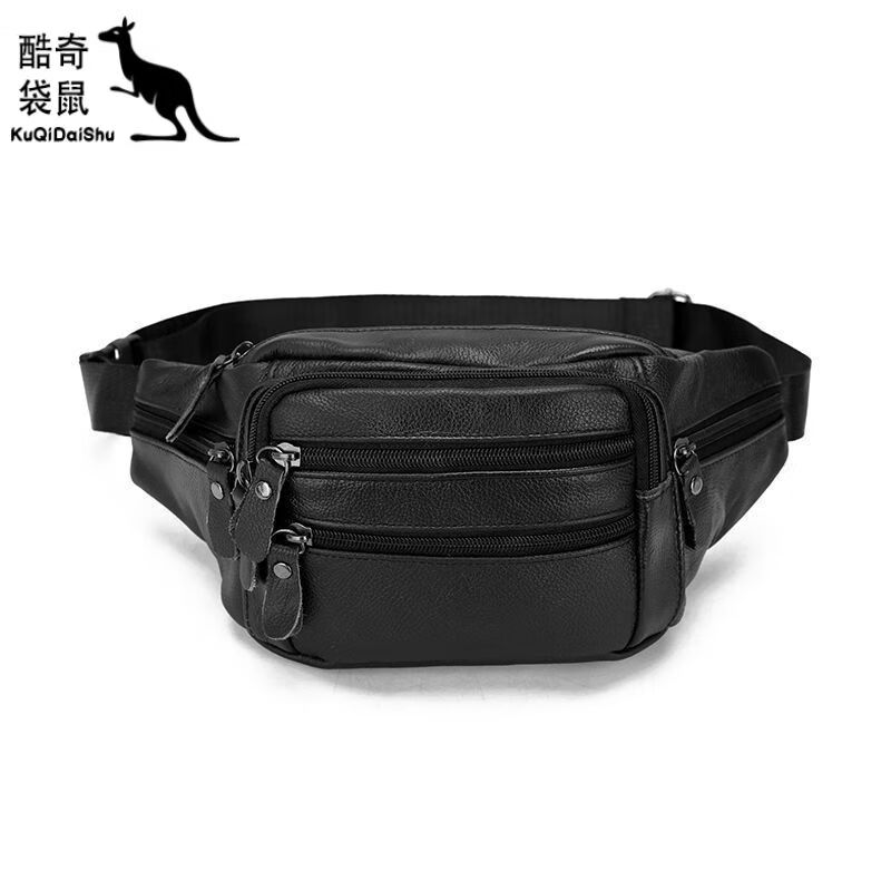 酷奇袋鼠真皮腰包男头层牛皮休闲单肩斜挎运动手机腰包女式收银包耐磨