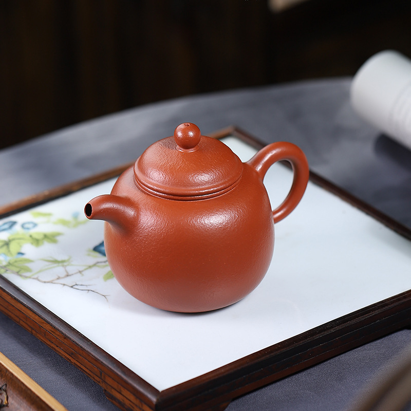 官方旗舰宜兴丁蜀纯手工茶壶原矿梨皮朱泥粗砂匏尊壶方勇平紫砂壶品茶
