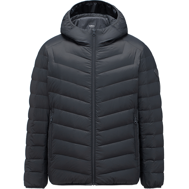 坦博尔轻薄羽绒服男短款秋冬天保暖时尚外套男士羽绒服短款外套TF246209 黑色 XL (180)