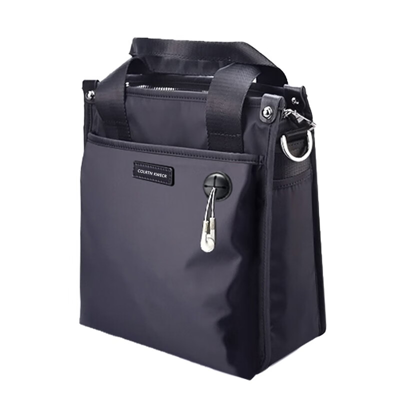 Colrtn Kwecr男士斜挎包2026新款休闲手提电脑包商务公文包大容量单肩包奢侈品 CK黑色大号32*27*11.5