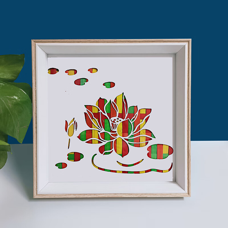 妃伶(fiyling)非遗竹编画梅兰竹荷花手工编织diy材料包摆台暖场儿童