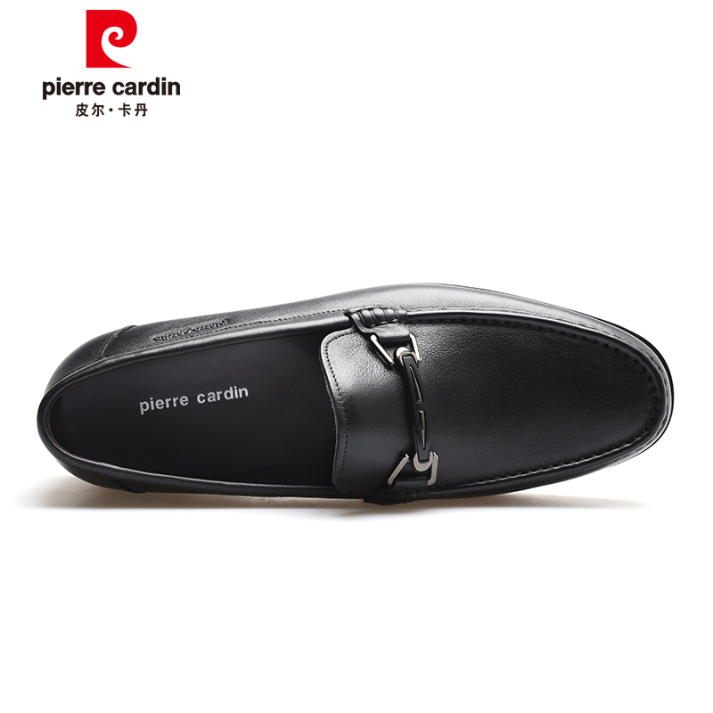 皮尔卡丹(pierre cardin)男鞋26新货商务套脚缓震防滑软底头层软牛皮鞋舒适透气耐磨乐福鞋 黑色 25新货 39