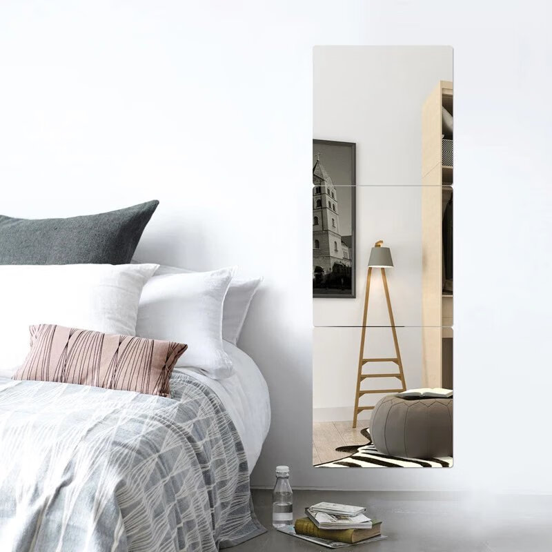 软镜子贴墙自粘亚克力全身穿衣镜家用高清墙面粘贴试衣镜镜面墙贴 圆角20*20cm 1片装+背胶