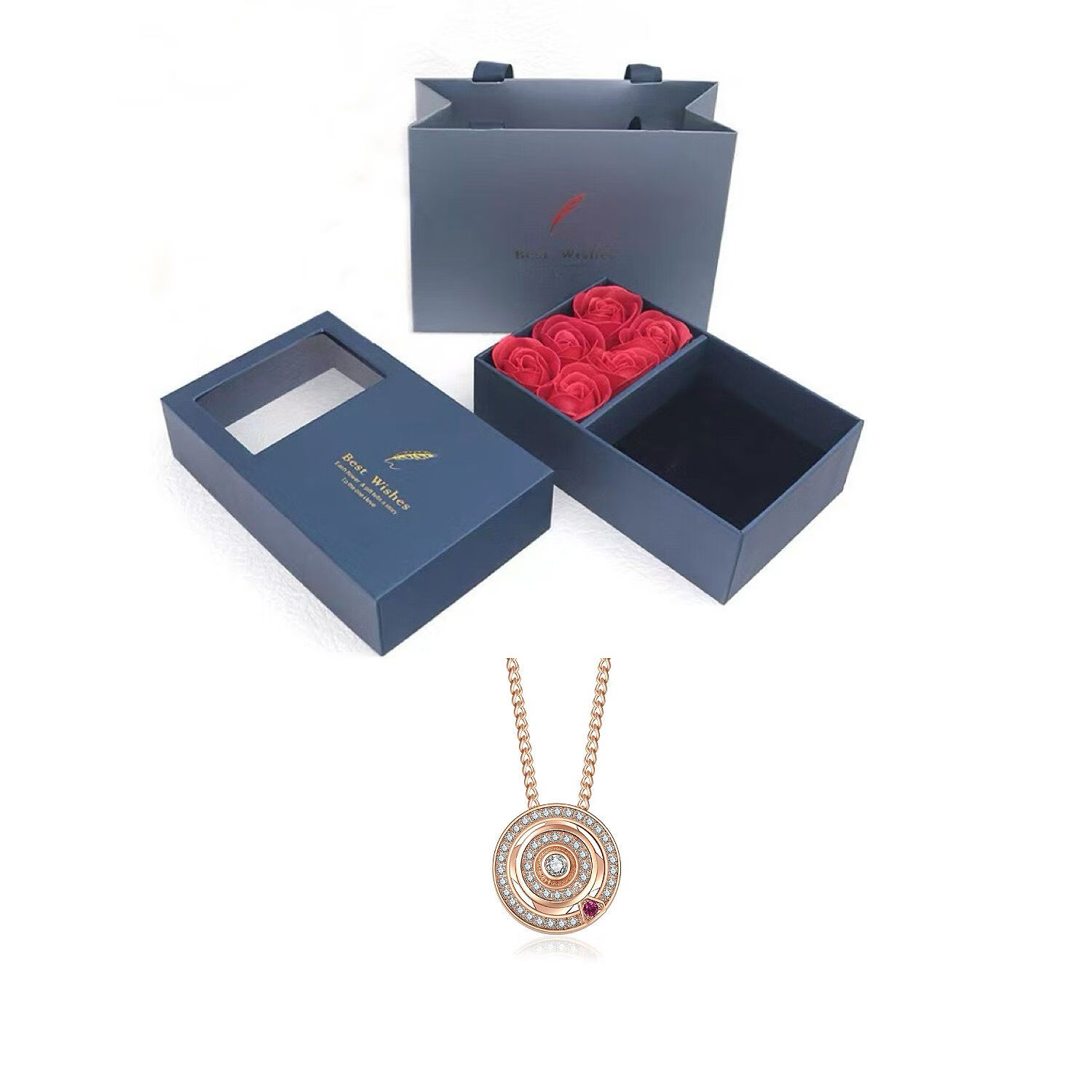 诗栀七夕情人节礼物520指爱针满钻吊坠旋转记忆指针925银项链女ins简