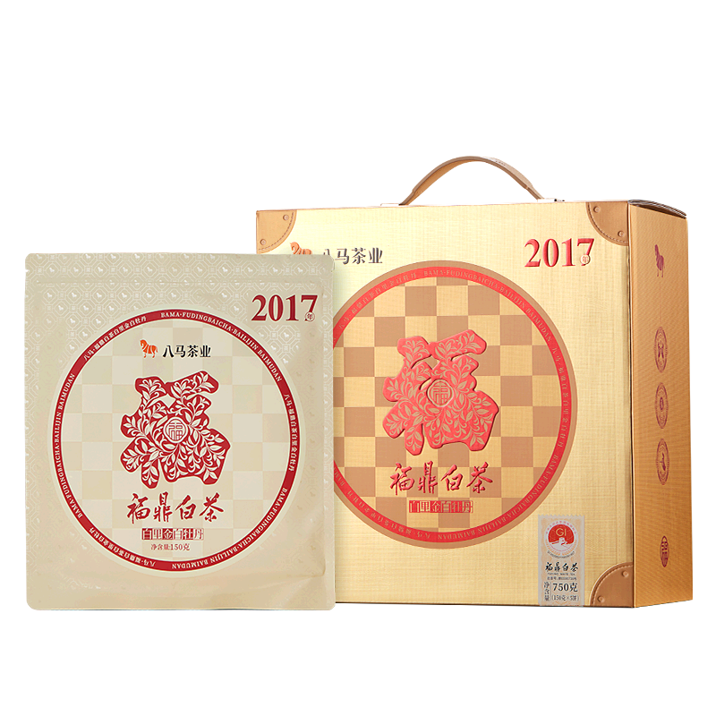 bamatea 八马茶业 茶叶礼盒 福鼎白茶2017年白牡丹手掰饼 5饼装750g