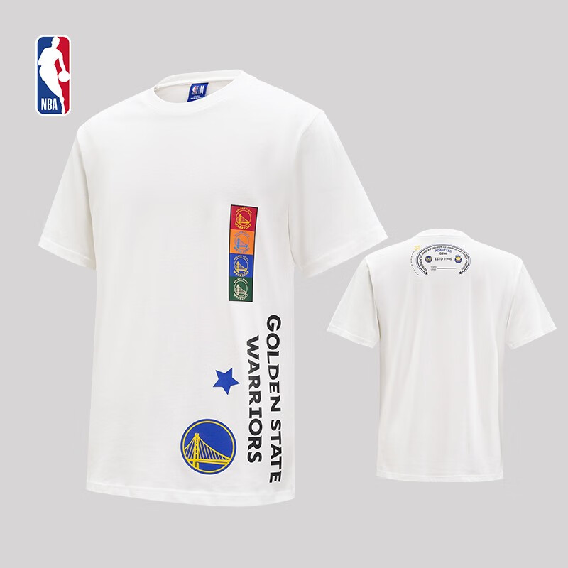 nba勇士队t恤 护照系列 男子运动时尚休闲舒适短袖t恤 腾讯体育 xxxl