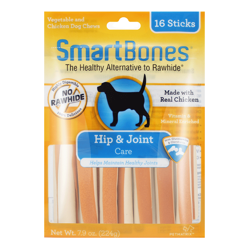 SMARTBONES宠物狗狗零食磨牙棒 鸡软骨关节卷棒(鸡肉味)-16支装