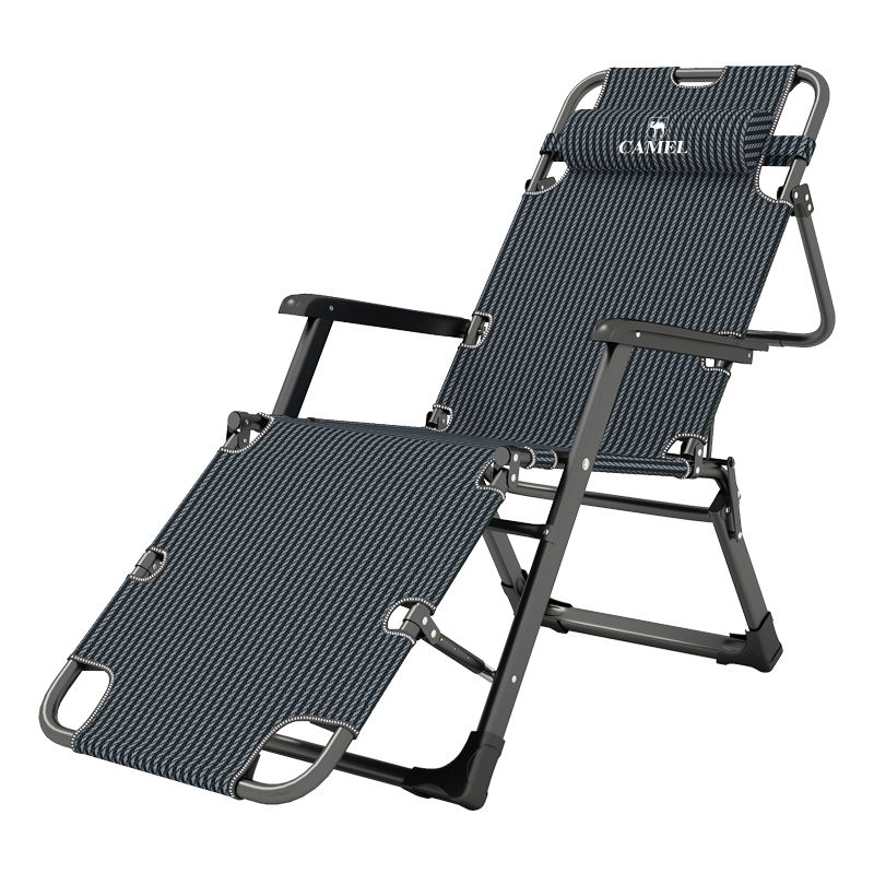 骆驼折叠躺椅懒人椅午休折叠床 办公室可调节午睡床椅阳台家用休闲便携 【升级款】条纹牛津布【店长推荐】