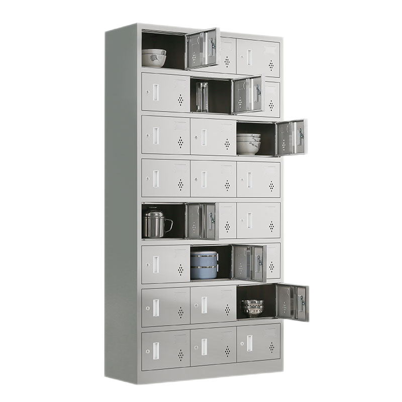 启盛恒食堂碗柜不锈钢多门储物柜员工饭盒餐具柜带锁学校餐厅餐盘柜鞋柜 18门碗柜-201不锈钢