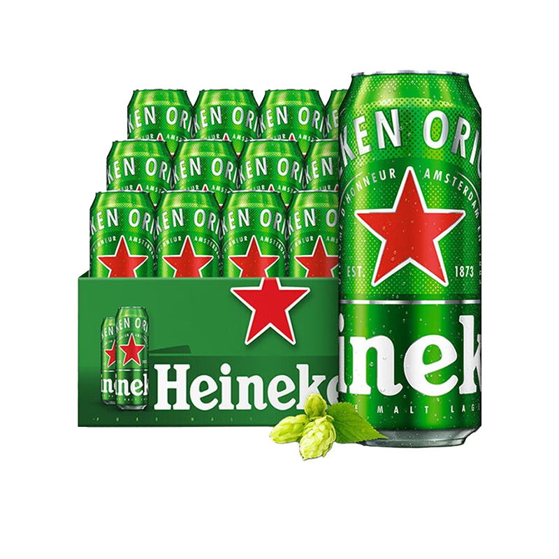 喜力啤酒（Heineken）经典黄啤 500ml*12听 【清澈甘醇】 64元