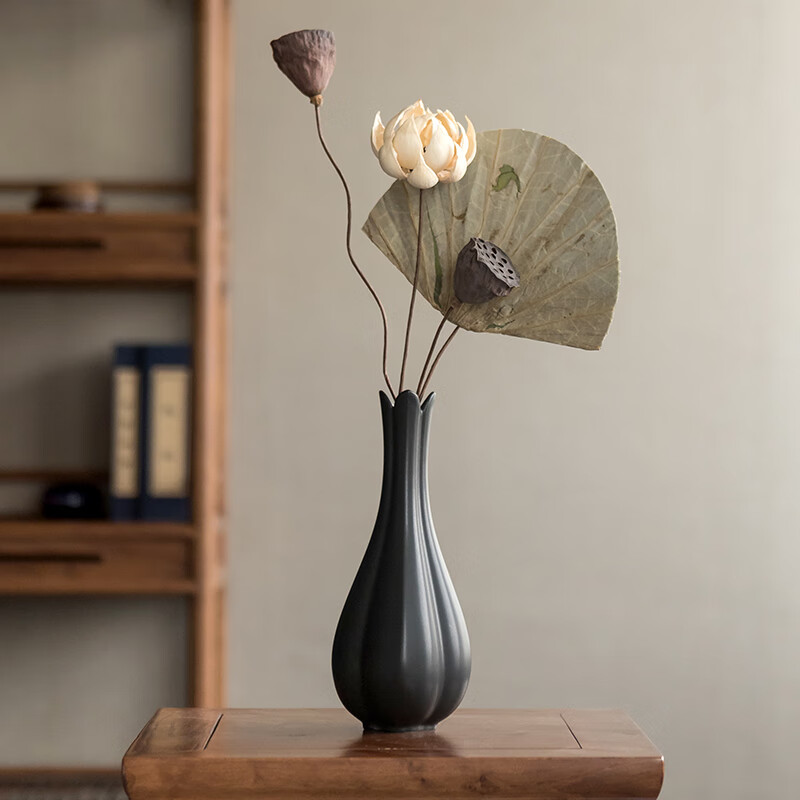 新中式水仙瓶宋代禅意复古干花插花陶瓷中式花瓶客厅装饰古风摆件