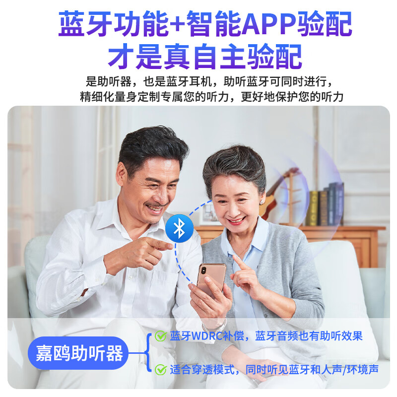 嘉鸥不入耳开放式64通道助听器TC1600重度耳聋耳背智能降噪年轻人蓝牙 旗舰款|64通道WDRC|轻中重度用/蓝牙二合一