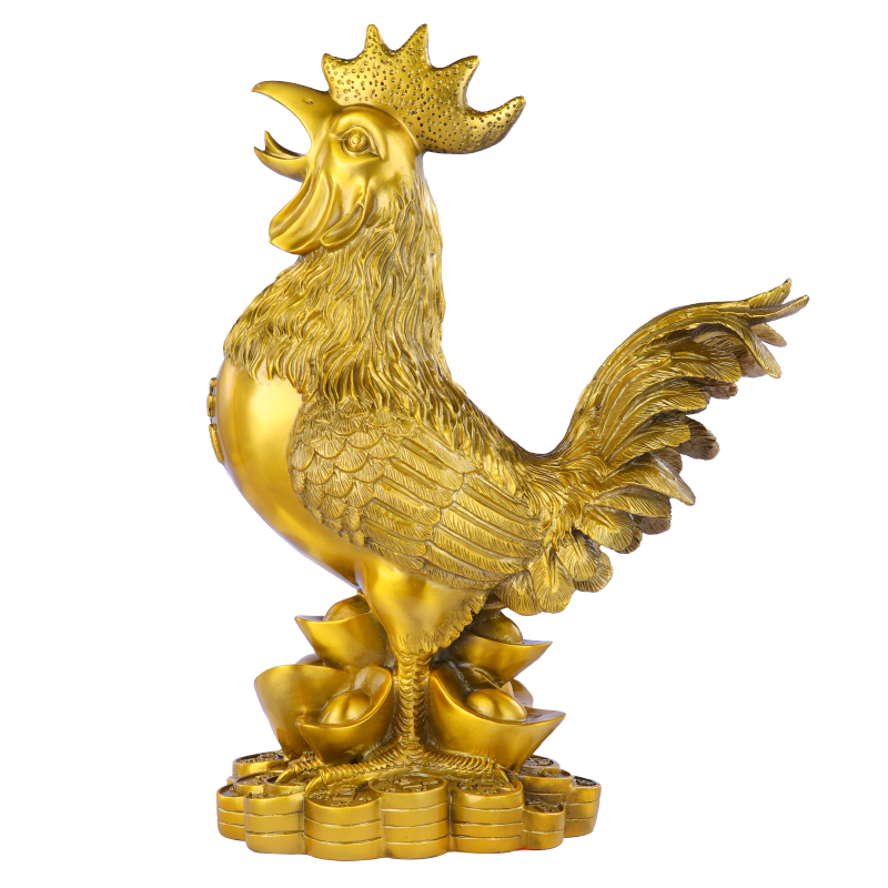 明恩铜鸡摆件铜公鸡风水金鸡报喜斩烂桃花一鸣惊人纳福家用客厅 7#精品福字鸡高35cm+五帝钱