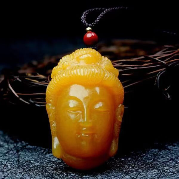 黄龙玉大日如来佛头吊坠黄龙玉玉佛挂件