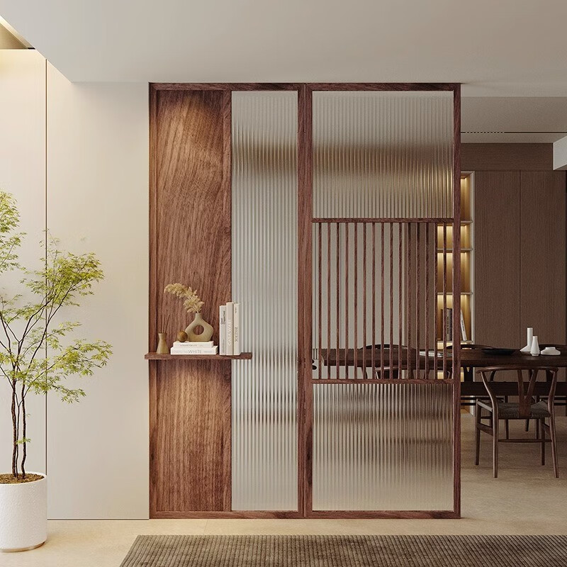 实木长虹玻璃隔断客厅餐厅遮挡入户玄关正对门装饰屏风 款式3每平方