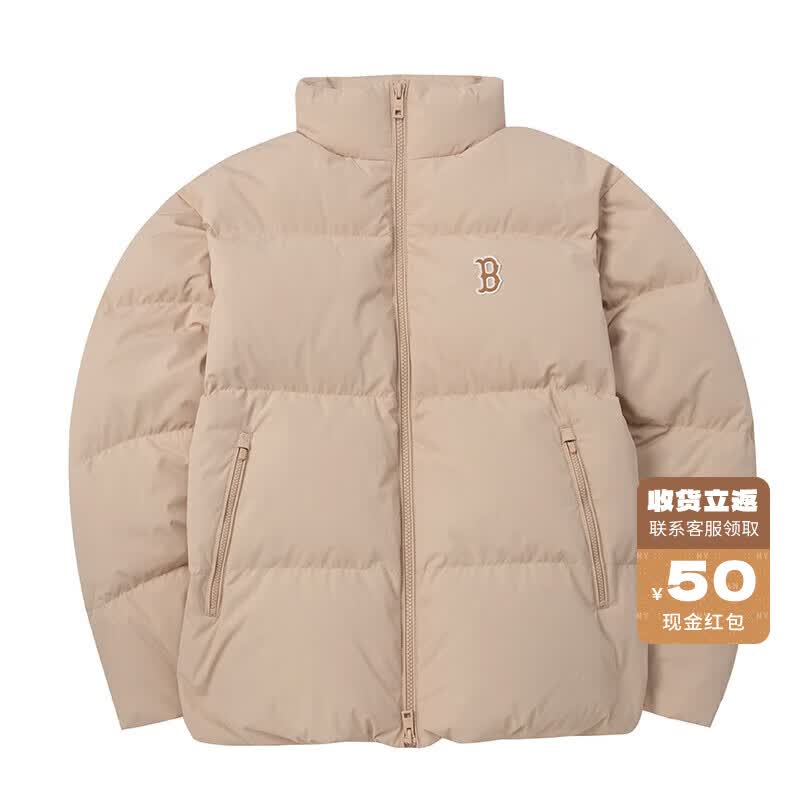 美职棒（MLB）官方 男女情侣羽绒服 休闲小LOGO短款外套23年冬季 3ADJB0336- 波士顿队/麻米黄色/建议拍小一码 L怎么样,好用不?