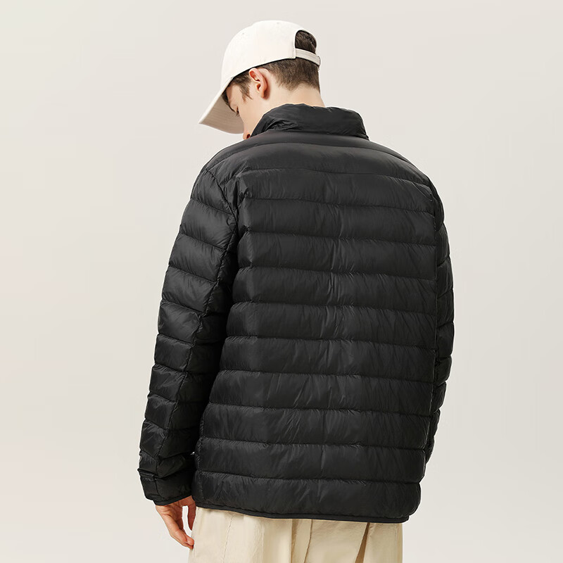 黑鲸海澜之家旗下潮牌轻薄羽绒服男短款秋冬季保暖立领外套 黑色 3XL