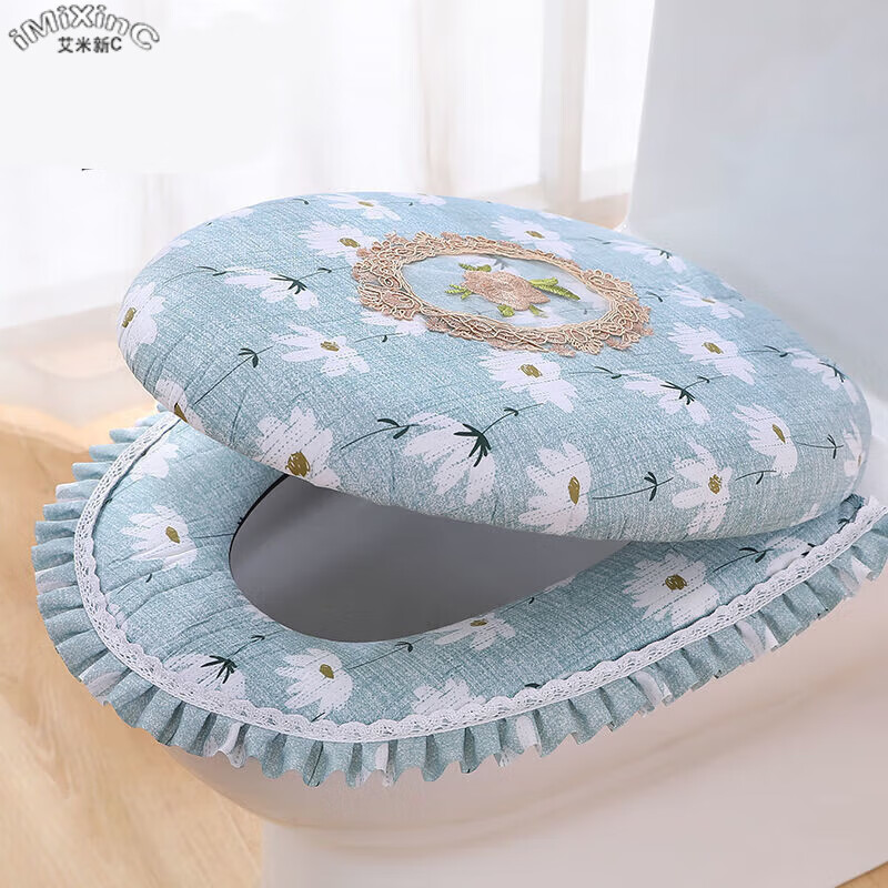 艾米新c马桶垫两件套家用马桶坐垫套装通用马桶套马桶垫坐垫拉链款坐