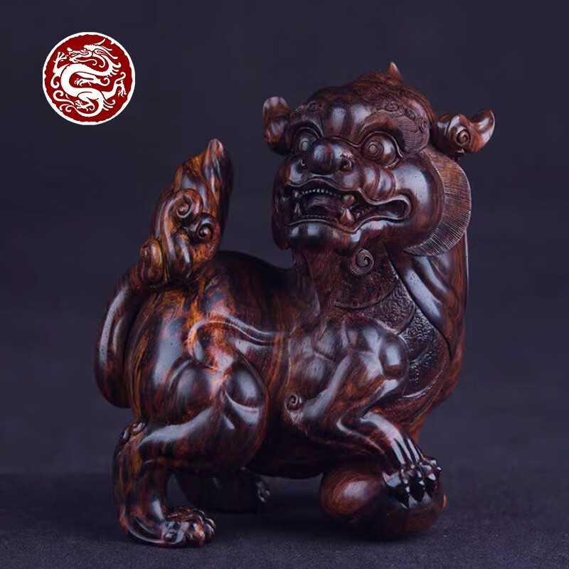 桓宇府【湘工华艺】海南黄花梨紫油梨降香黄檀大貔貅摆件大师雕刻收藏