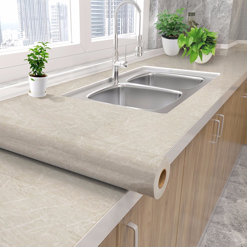 pvc大理石纹厨房防油贴灶台家具桌面翻新贴纸 雅柏灰-宽60cm*长5米 大