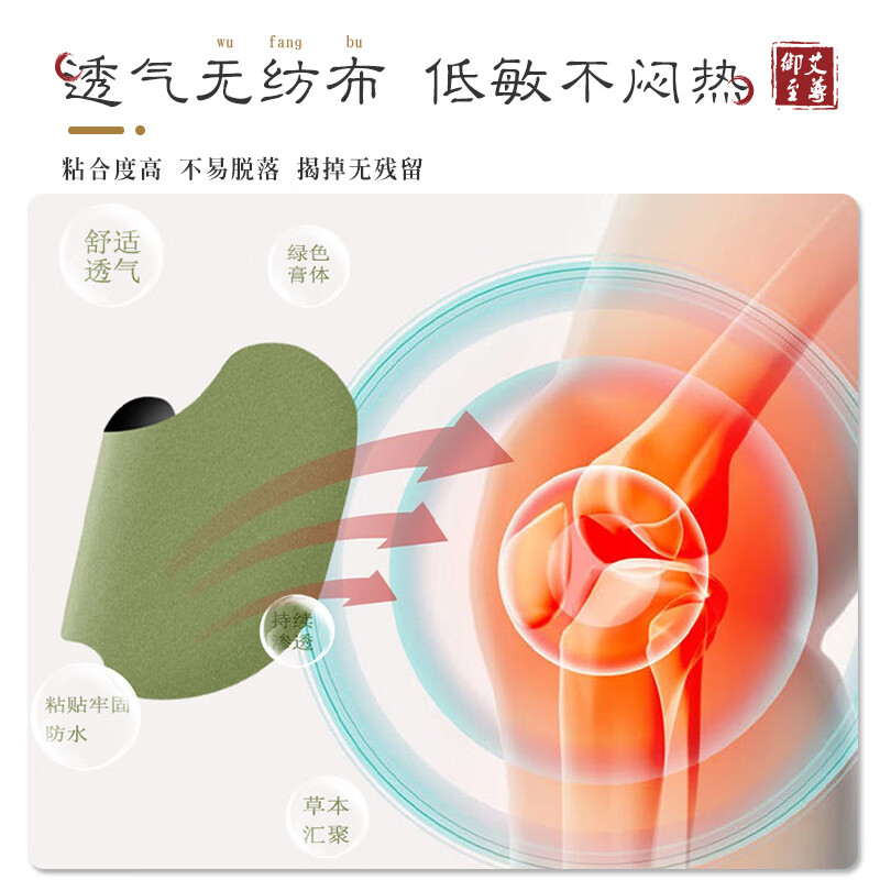 养品堂 艾草温灸颈椎腰椎贴肩周贴膝盖贴艾草多部位暖足贴暖脚贴 艾草生姜膝盖贴5盒[60贴]