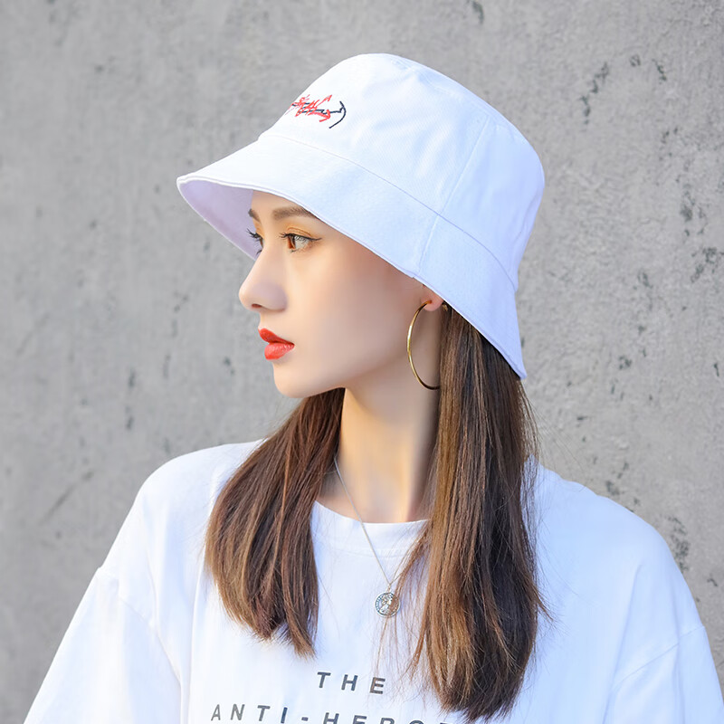小头围的帽子女生夏天戴的女士小渔夫凉帽防晒渔夫帽女小号xs 白色 k