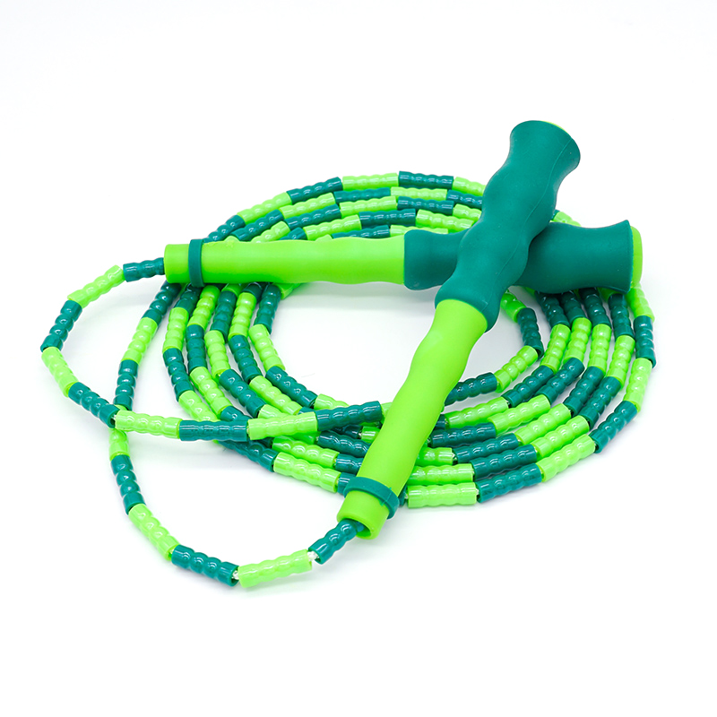 跃动竹节花样跳绳都市潮流成人日常锻炼学生花式表演珠节绳子 绿色