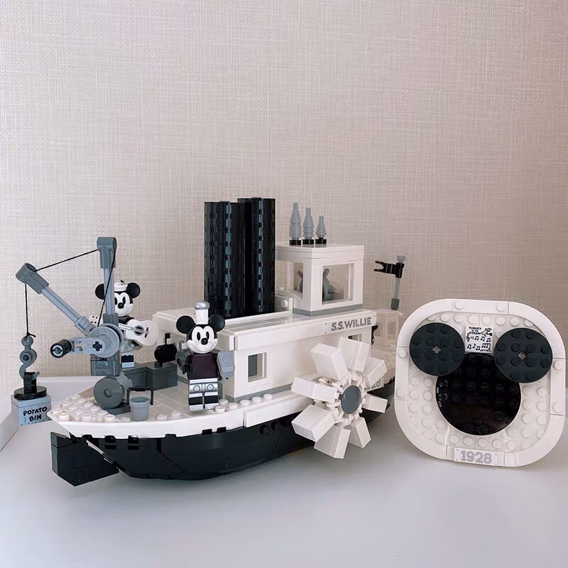 搭啵兔威利号蒸汽船模型积木迪士尼米奇轮船女孩子拼装玩具儿童拼图