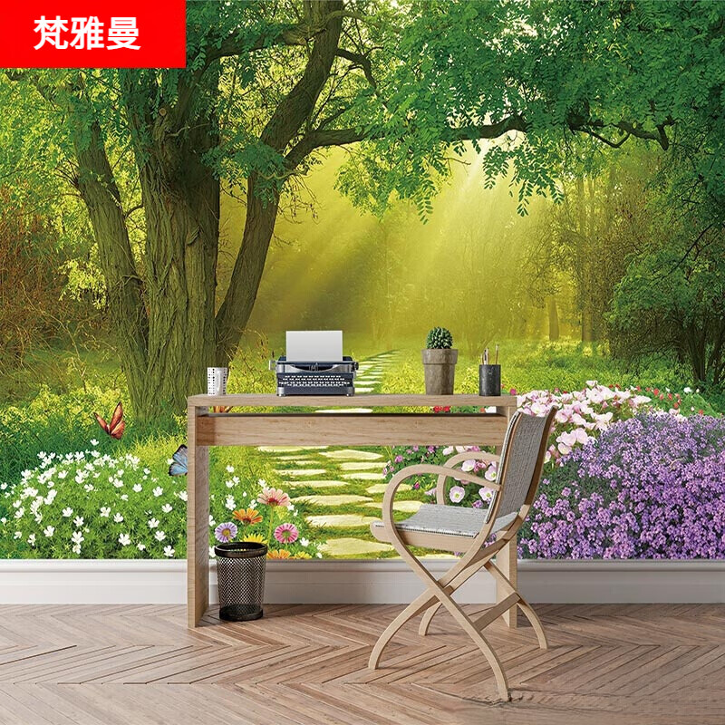 梵雅曼墙纸自粘桌面墙壁画贴纸山水自然风景画墙贴卧室背景墙纸装饰贴画 款式3 宽90*高60厘米