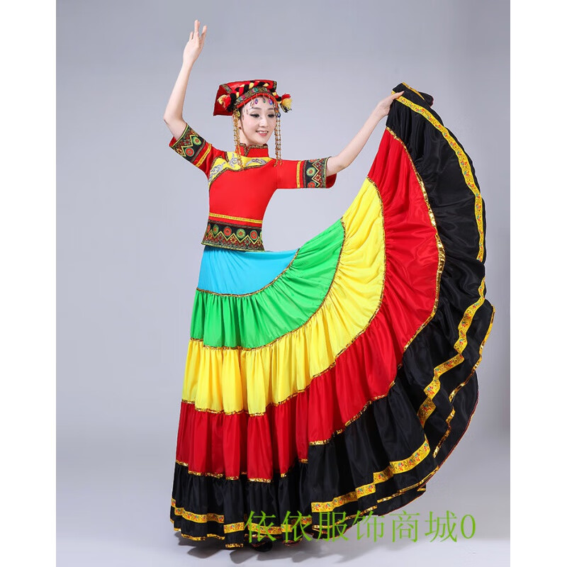 勤度彝族服装女大凉山套装衣服彝民族风少数民族云南凉山全套 红色1号