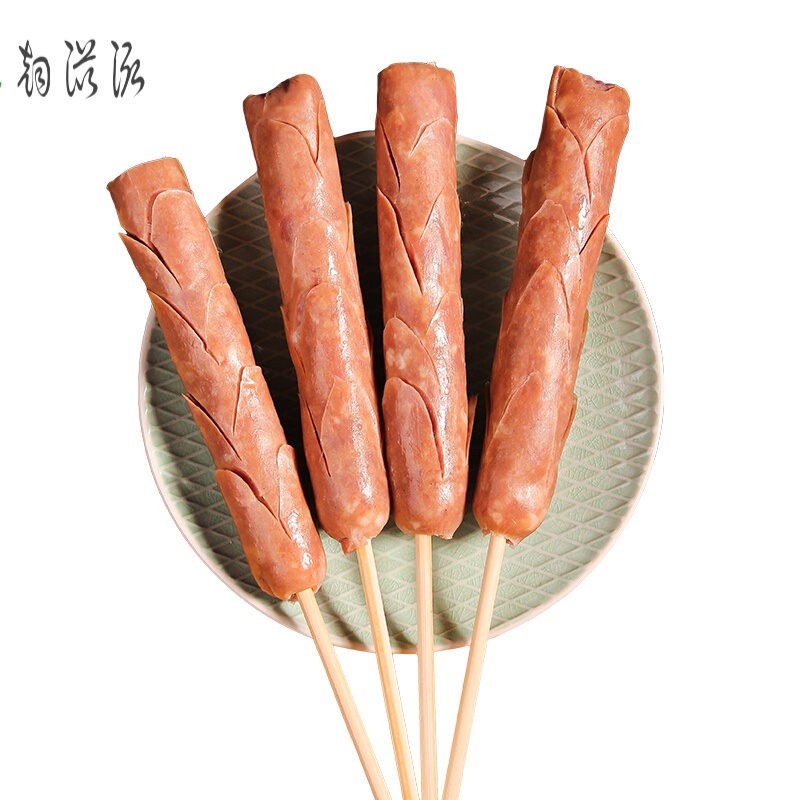 虎钢馋老长沙开花大香肠猪肉热狗火腿肠油炸烧烤网红半成品80克 1包10