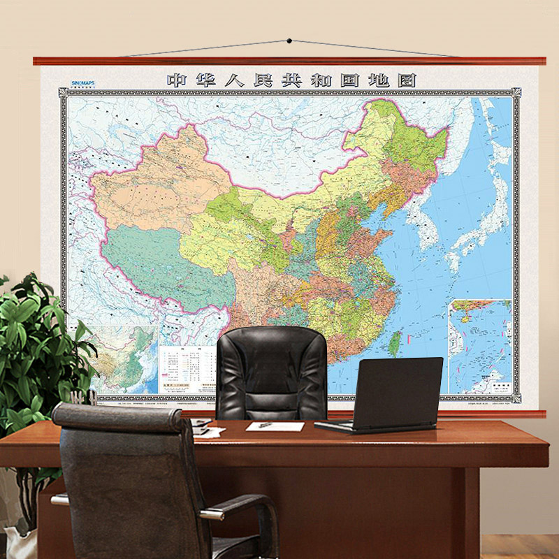 8m*1.3m 超大无拼接 精美仿红木杆 领导办公室大气标配高清