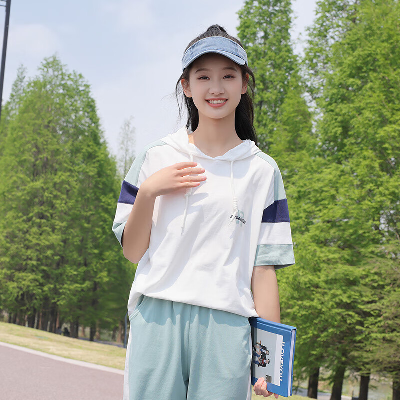 寇玥少女初中学生运动休闲套装宽松高中女生夏季11女孩夏装夏天 83063