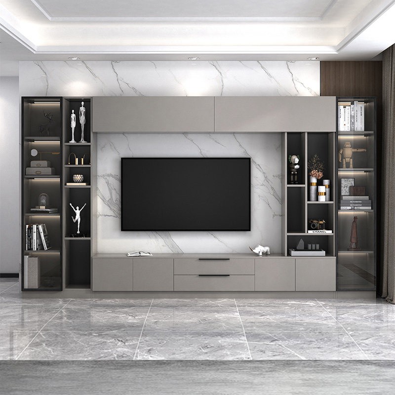 超昶 小户型电视柜组合墙柜客厅电视柜收纳柜一体铝合金平开门储物柜