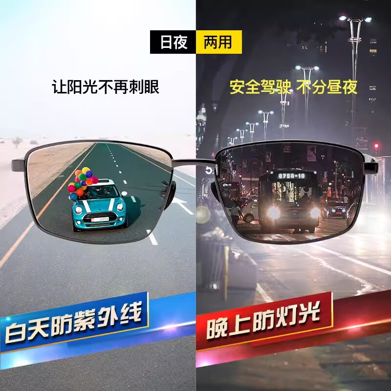 LESCA LUNETIER开车专用太阳镜男士折叠墨镜钓鱼防紫外线 日夜两用变色偏光片