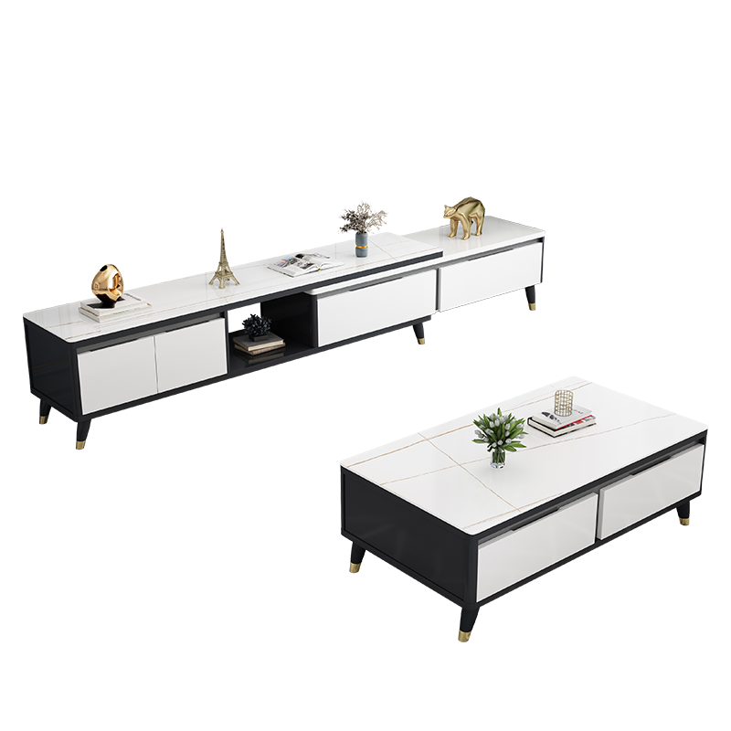 风之意 轻奢岩板茶几电视柜组合小户型现代简约客厅地柜储物柜YL-301 单向伸缩款 可伸缩电视柜